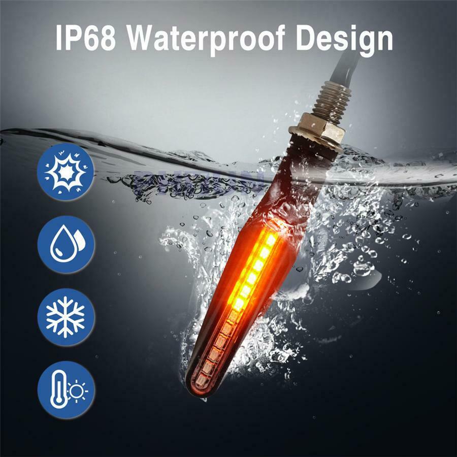 Pair Motorcycle Turn Signal Indicator Light Amber White Dual Flowing Lamp 24LED