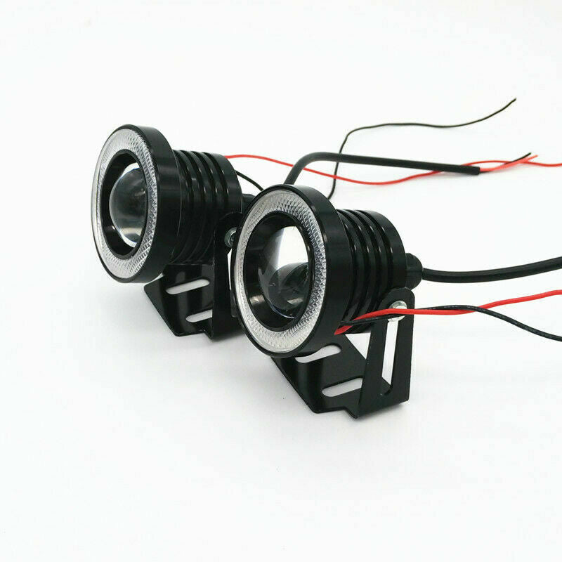 2x Car Fog Light Running Lamps Red/White COB Halo 3" Angel Eye Ring Hawkeye