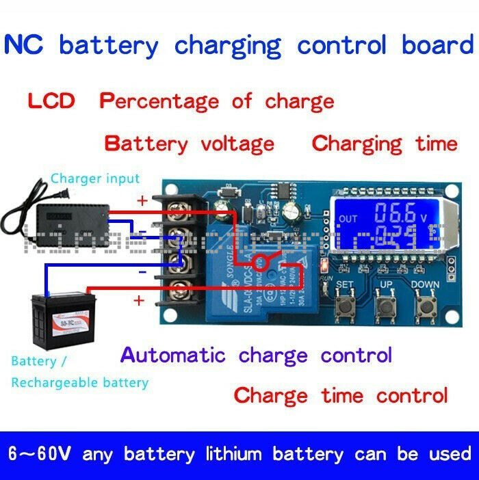 XY-L30A Lithium Battery Charge Controller Protection Board 6-60V 30A LCD Display