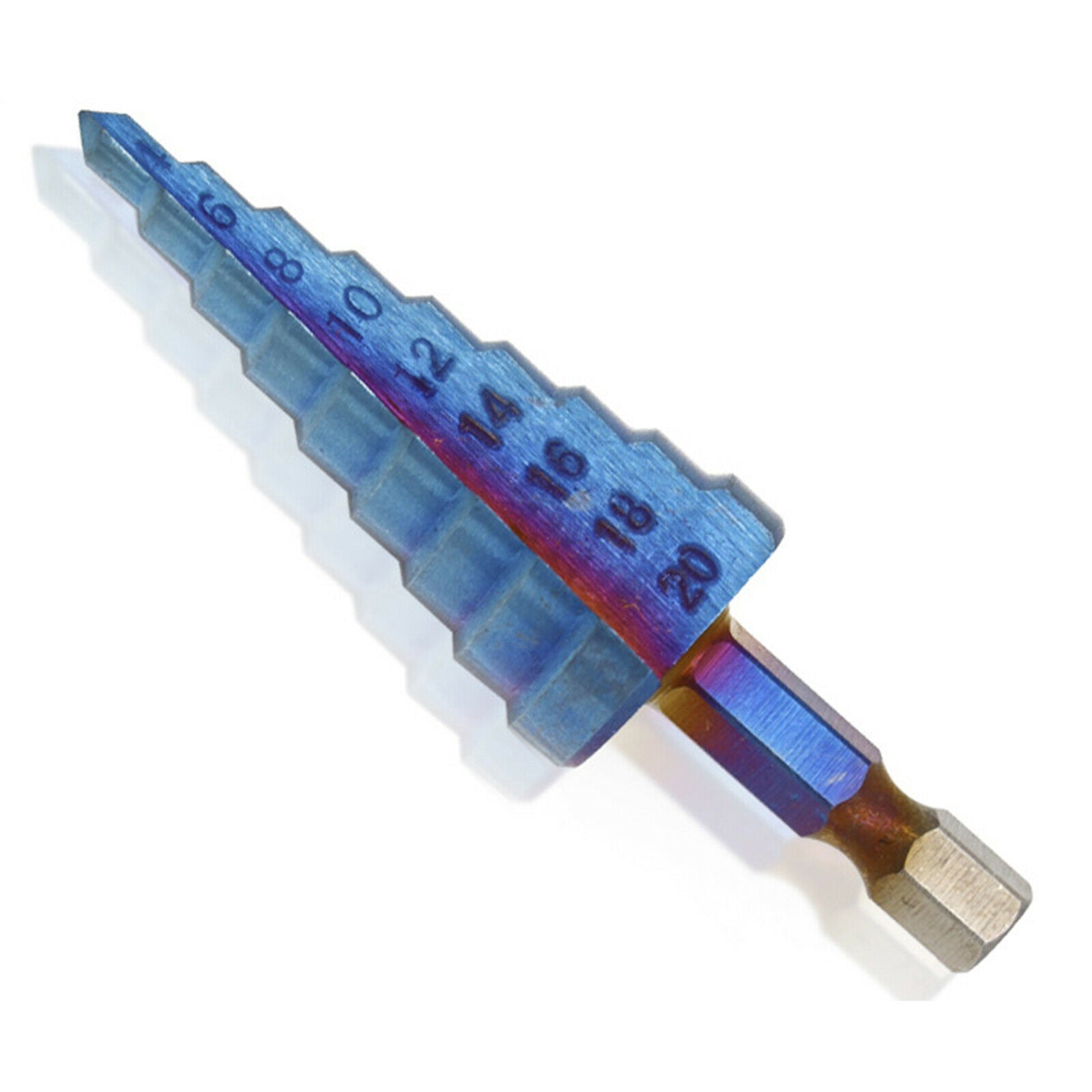 3x Nano Blue Coated Step Drill Bit Drilling Power Tools for DIY Lovers
