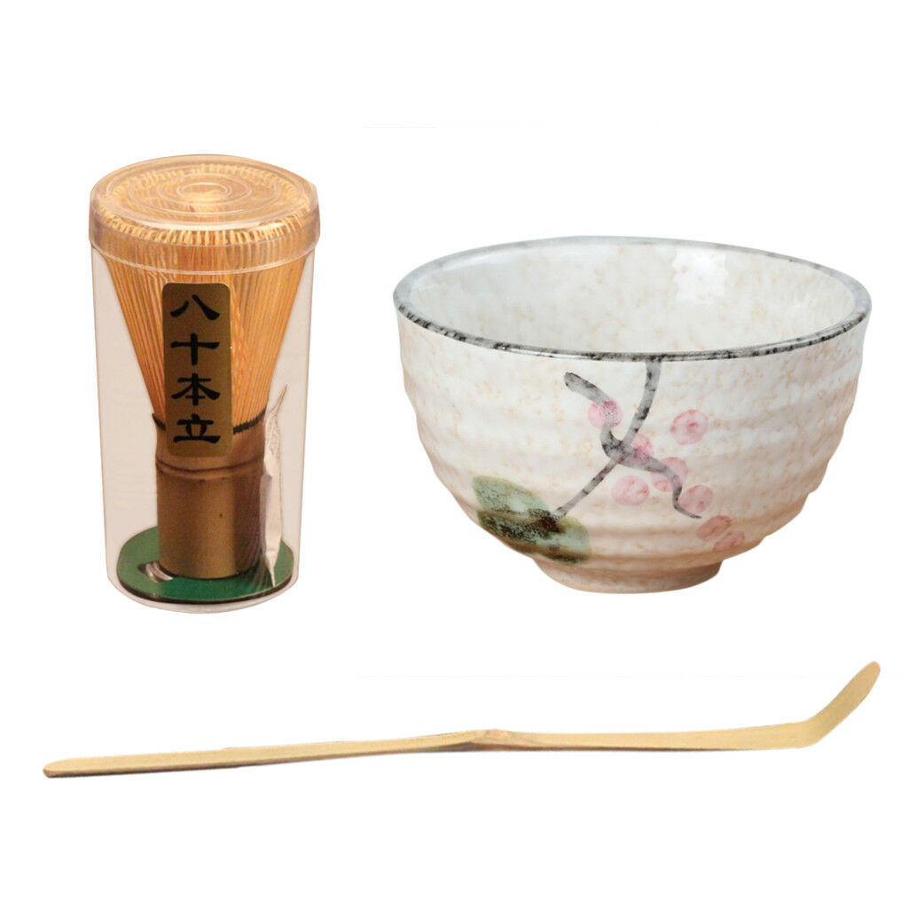 Kit of Whisk Teascoop Matcha Bamboo Teaspoon Japanese Tea Bowl Lotus Chasen