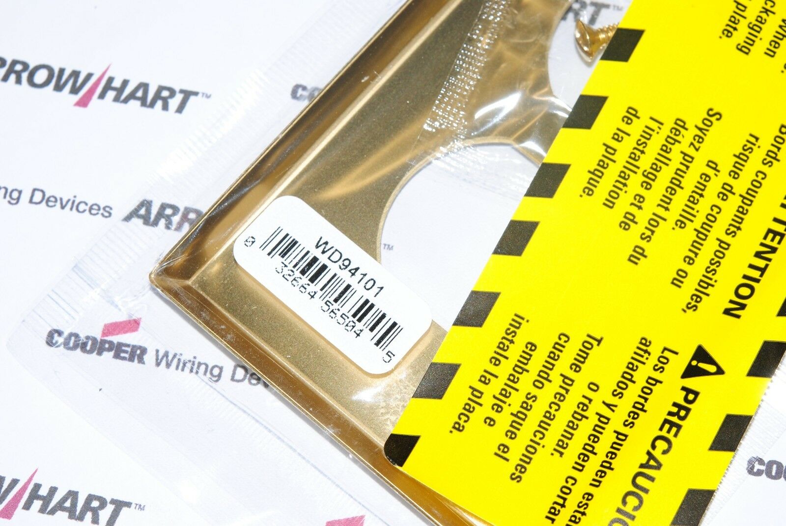 1pcs - Eaton 94101 Standard Size Brass Duplex Receptacle Wallplate 1-Gang