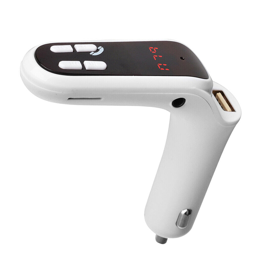 Wireless Bluetooth Car Kit FM Transmitter MP3 Player with USB Charger White