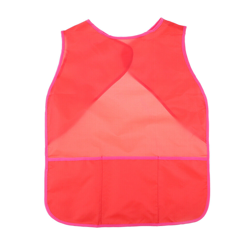 Children Painting Aprons Open Back Sleeveless Kids Art Craft Smocks red