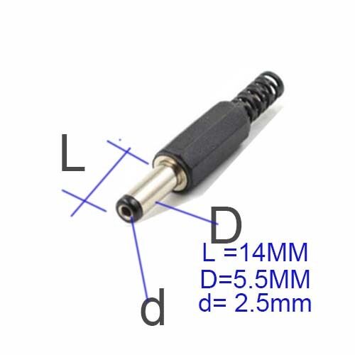 DC Plug/Socket 5.5mm x 2.5mm x 14mm power adapter cctv camera BLACK
