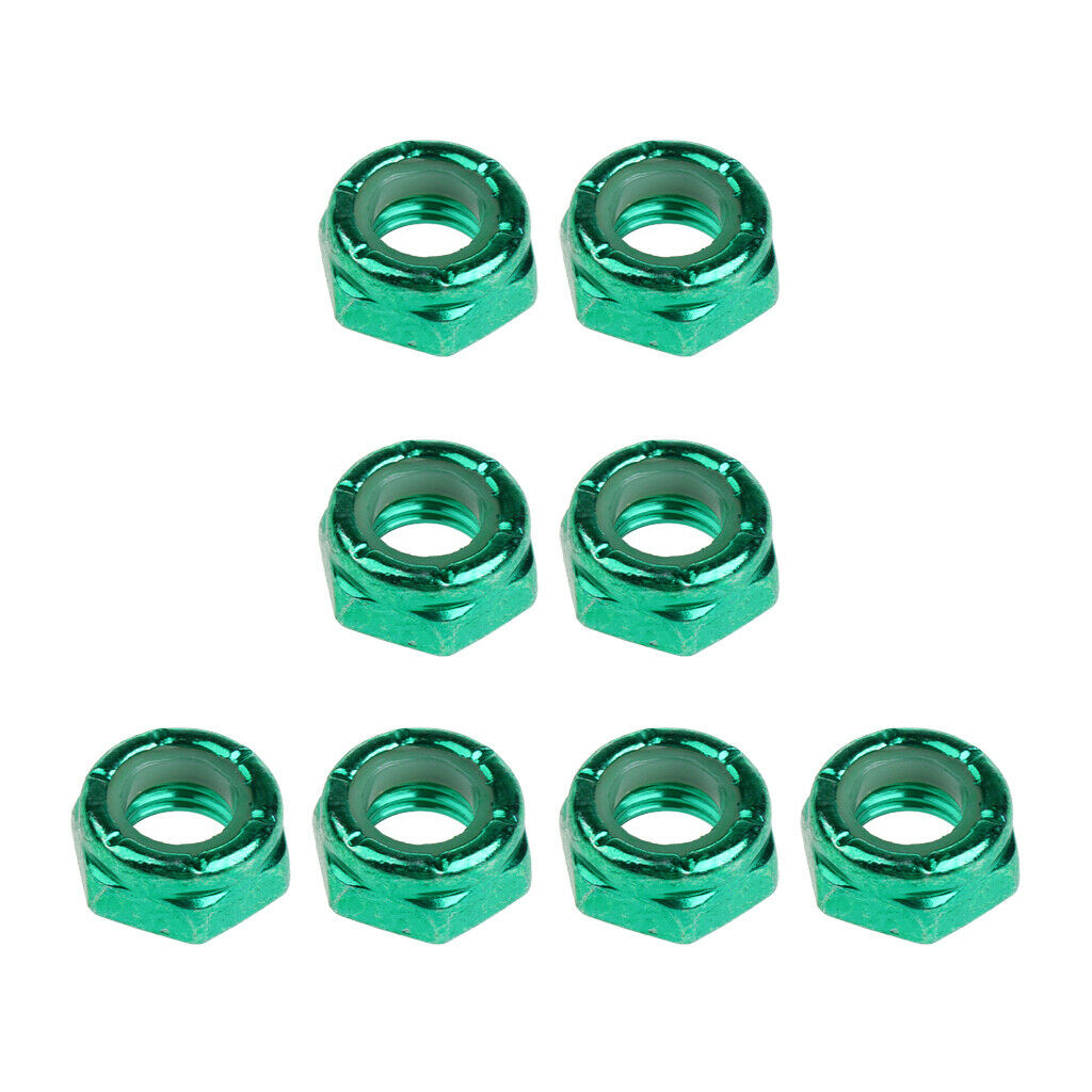 2X 8pcs Skateboard Truck Wheel Axle Screw Nuts Longboard Accessories Green