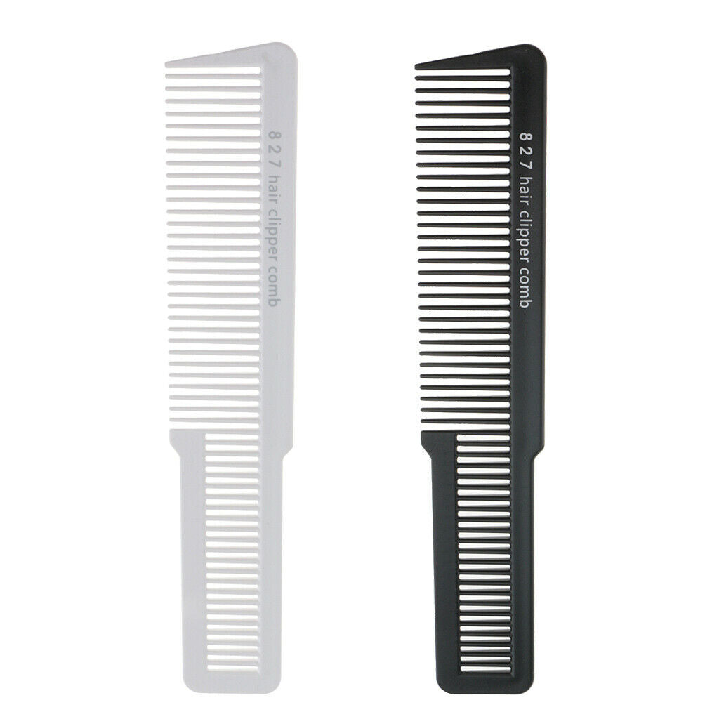 2 Pack Plastic Barber Fine Tooth Hairdressing Clipper Comb White/Black