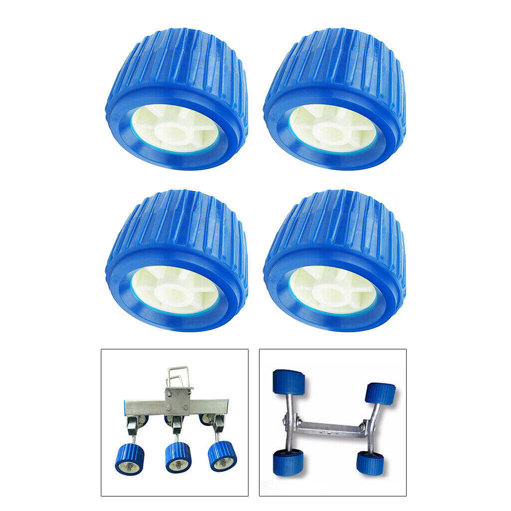 4 Pieces Boat Trailer Roller Ribbed Wobble Roller Plastic Kit 110x75x19mm