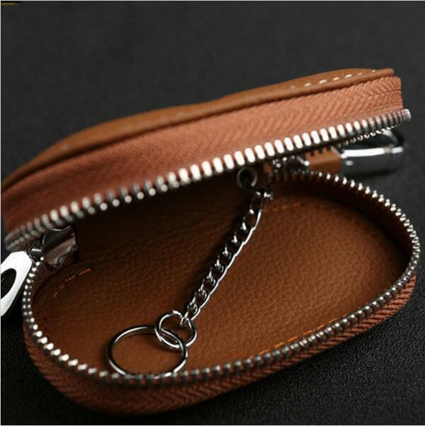 Brown Universal Top Layer Leather Fashion Car Smart Remote Key Holder Bags Case