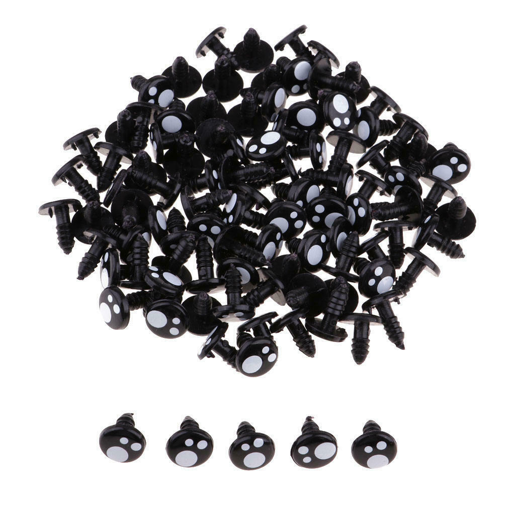 100pcs Plastic Safety Eyes Round Eyeballs For Bear Soft Stuffed Animals 12mm