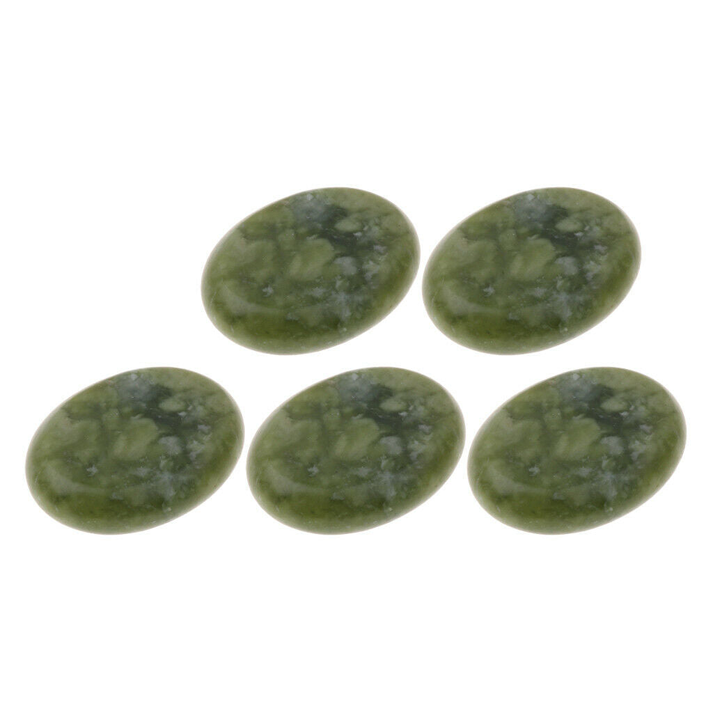 5Set Oval Natural Facial Massage Energy Jade Stones for Massage Therapy