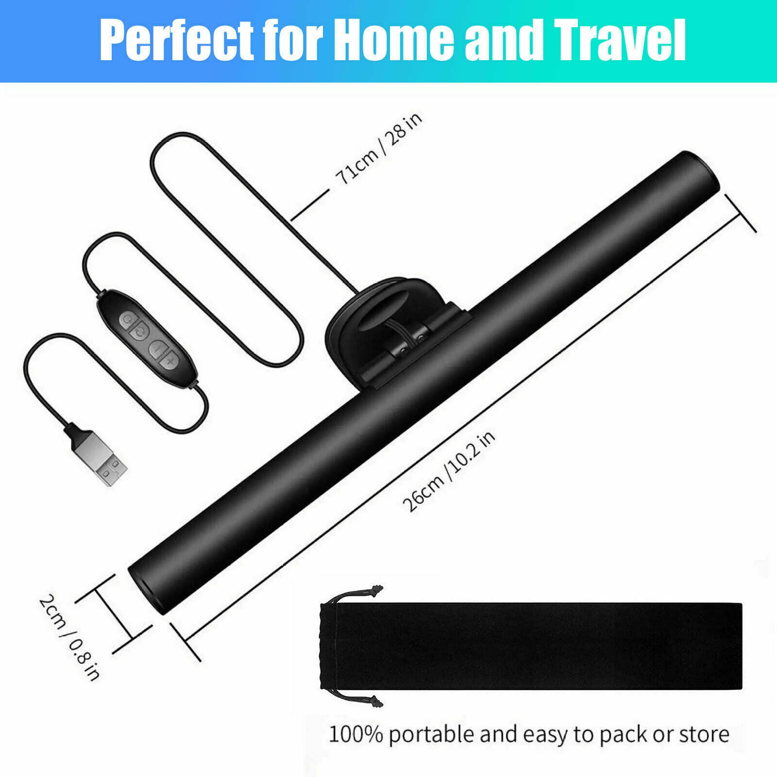 LED Desk Lamp USB Computer Laptop Monitor Screen Clamping Light Bar Office Home