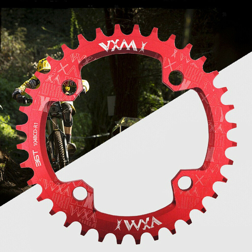 Bike Chainring 104 BCD Narrow Wide Chain Ring Chainwheel Sprockets Red 38T