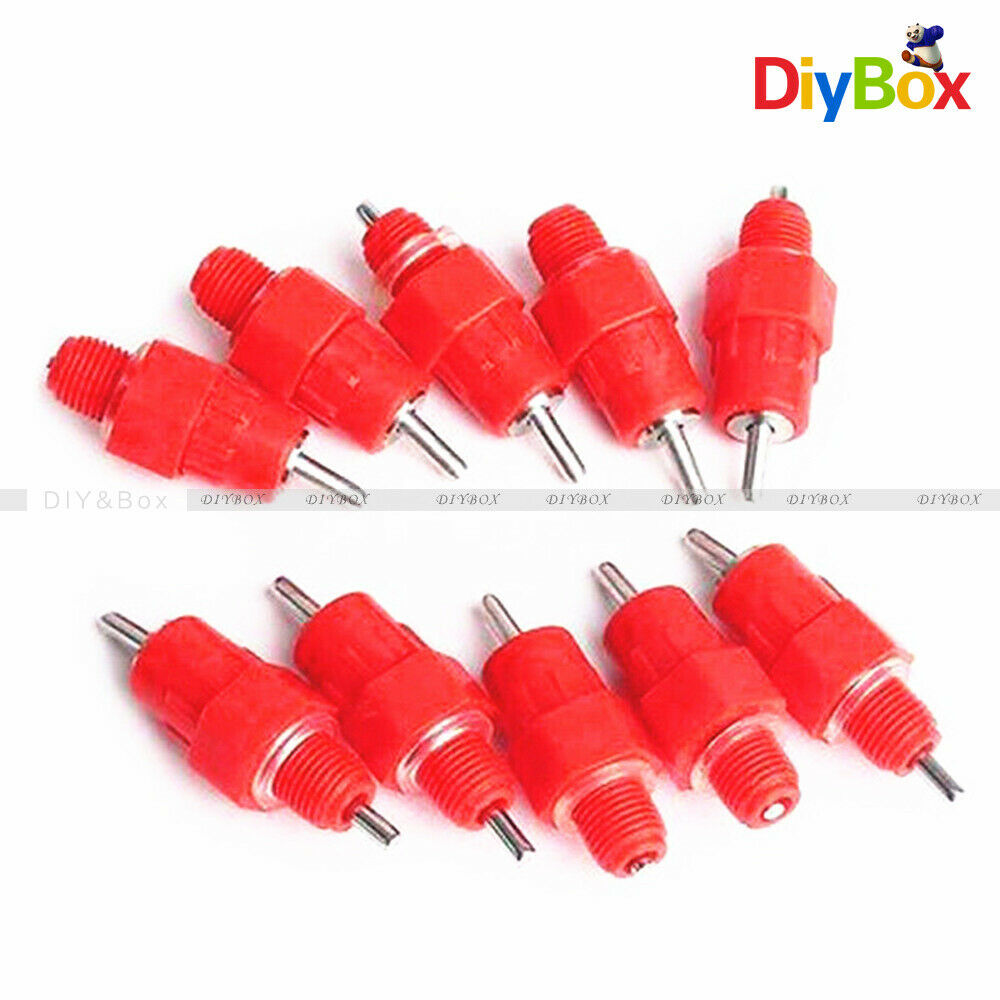 10Pcs Poultry Water Drinking Nipples Duck Chicken Feeding Screw In Drinker A360°