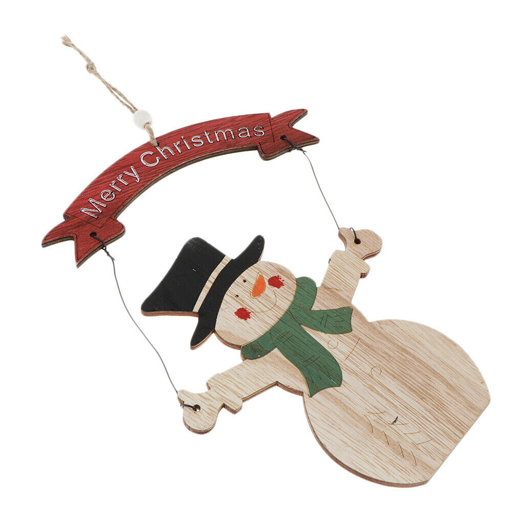 Christmas Snowman Wooden Pendants Xmas Ornaments Room Party Hanging Decor