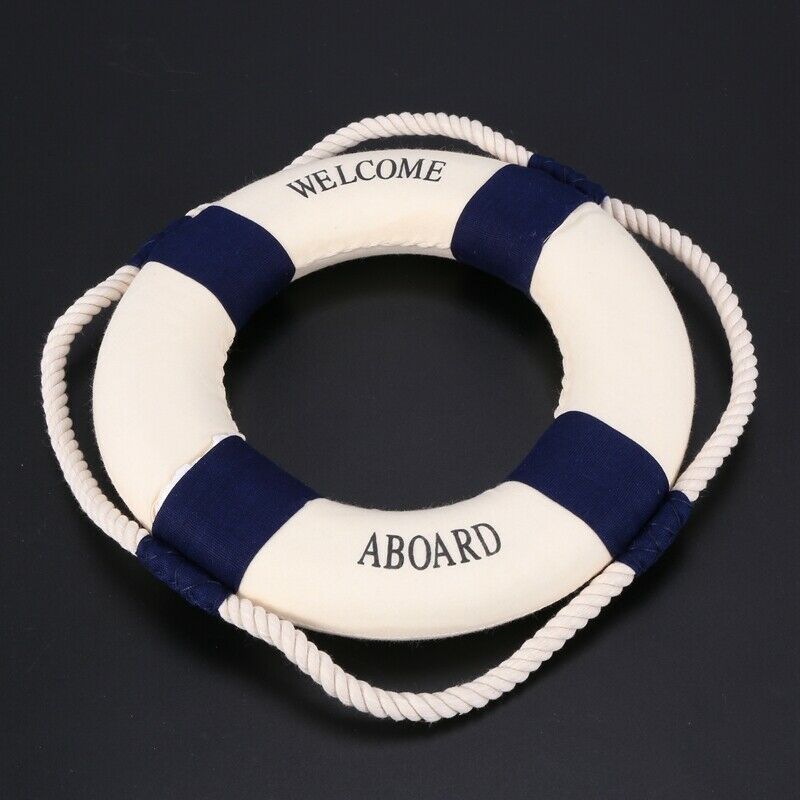 Decorative Welcome Aboard Nautical Lifebuoy  Wall Hanging Home Decoration (BluM5