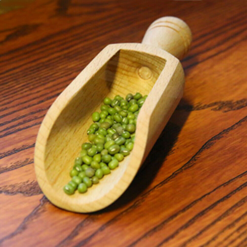 3Pcs Wooden Spoon Rice Spice Salt Sugar Flour Scoops Kitchen Cooking Baking Tool