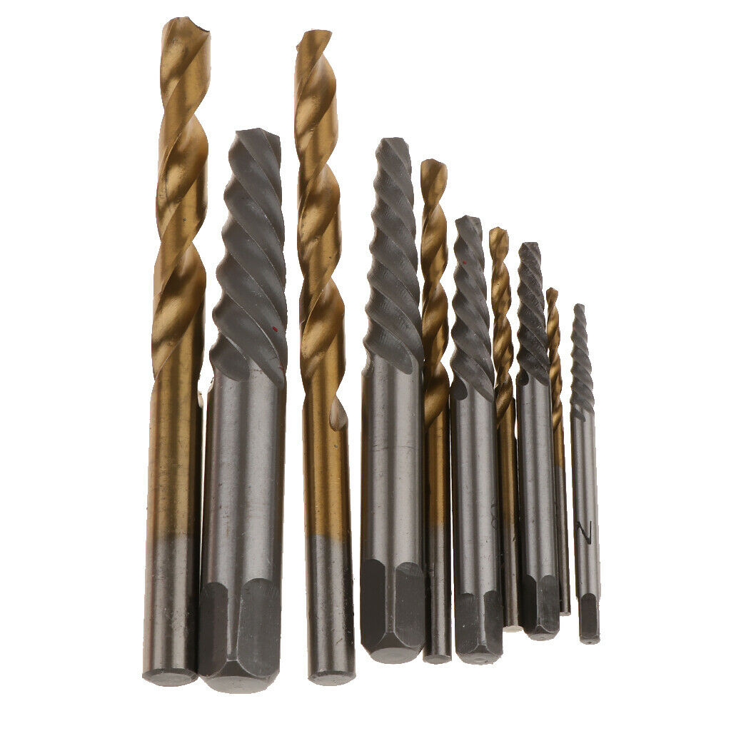 10x  Screw Extractor Left Hand Drill Bits Broken Bolt Remover Tools with Long