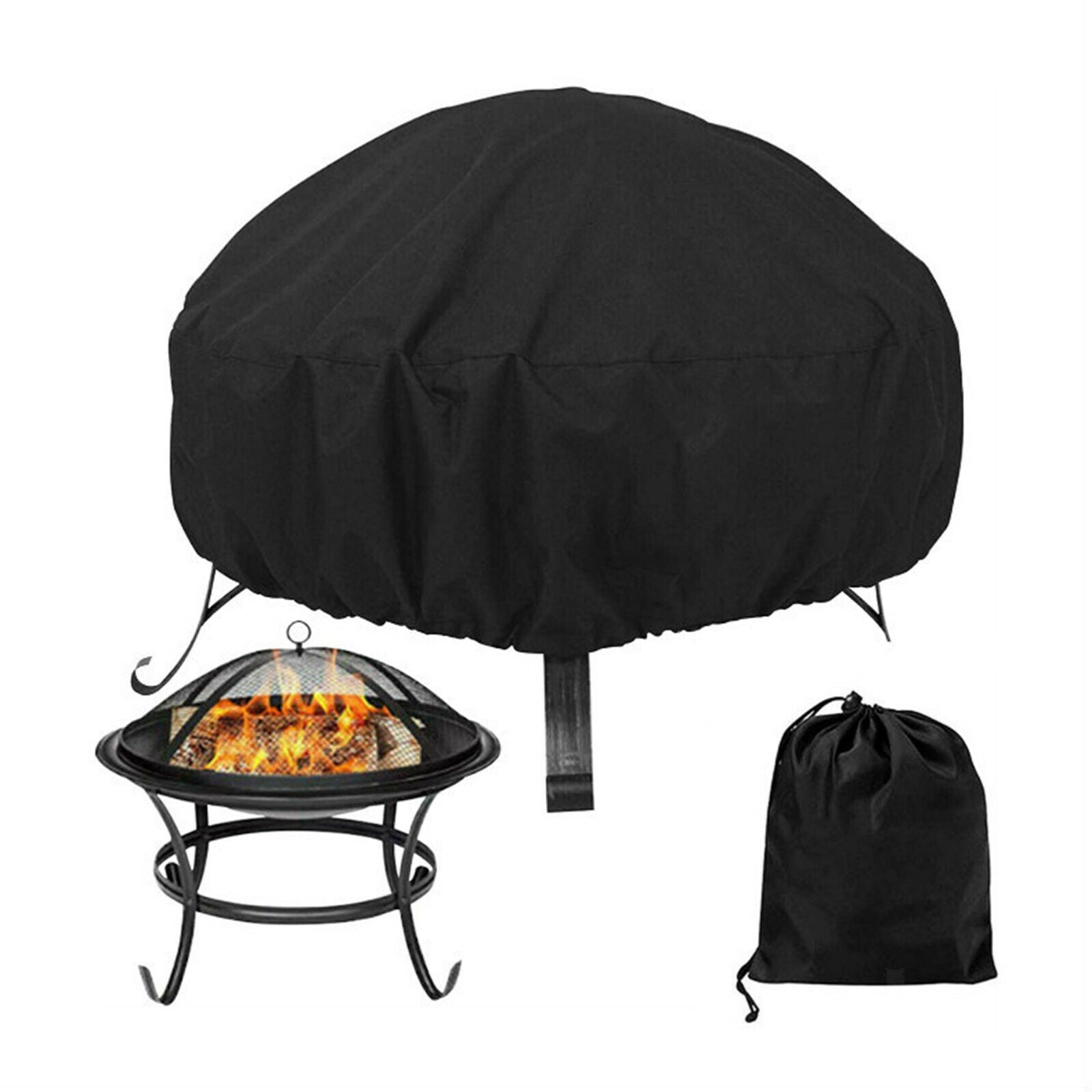 Round Fire Pit Cover Patio Barbecue BBQ Covers Waterproof Weather Resistant