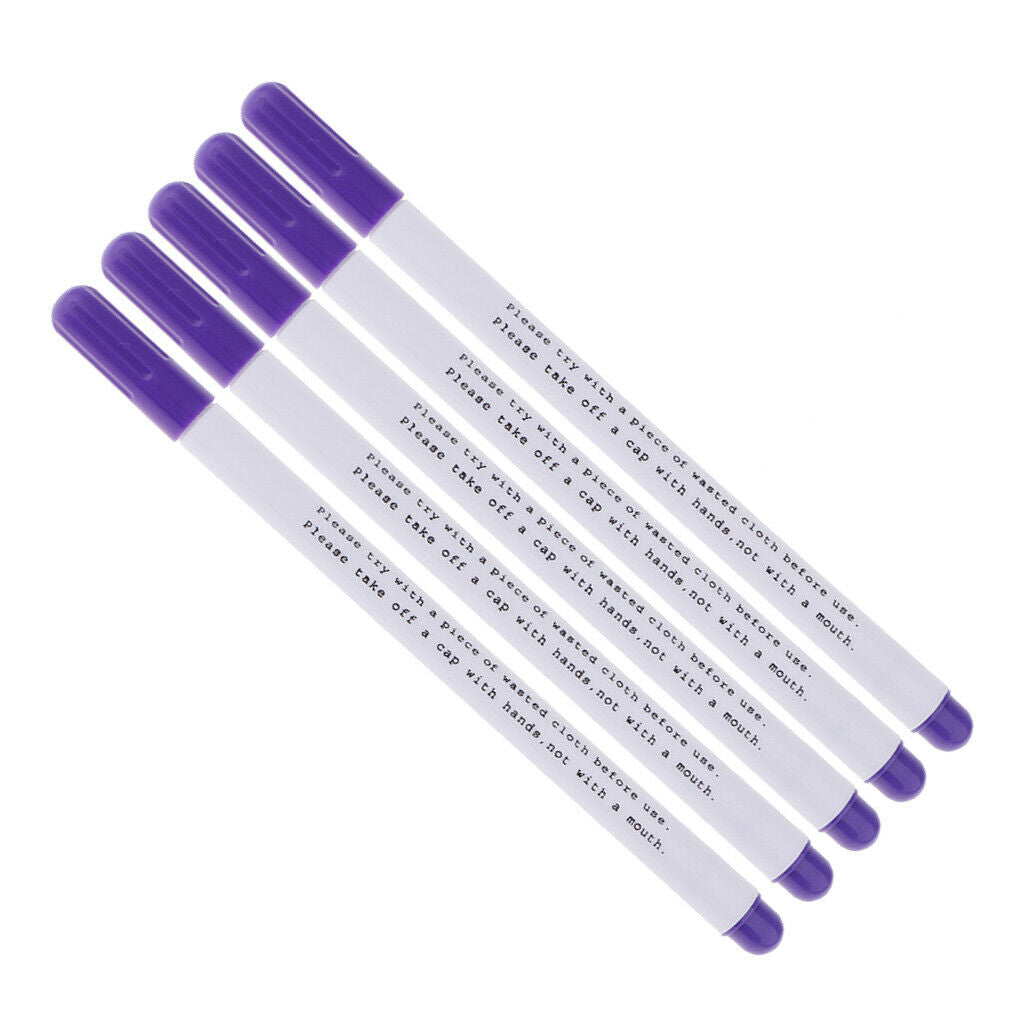 5x Water Soluble Pens Water Erasable Pens Fabric Marker Vanishing Pen Purple