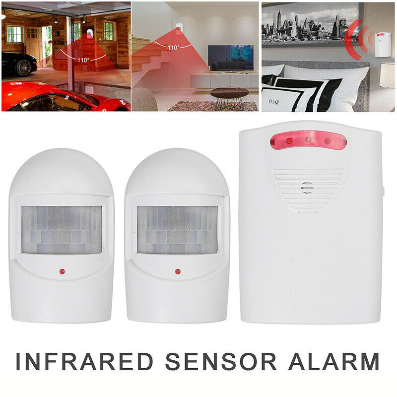 2pcs Alarm System + Wireless Home Door Infrared Sensor Burglar Security Garage