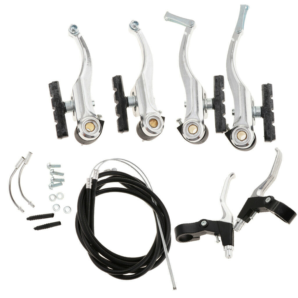 Aluminum Alloy Bike Bicycle V Brake Caliper Brakes Lever Kit Set Replacement