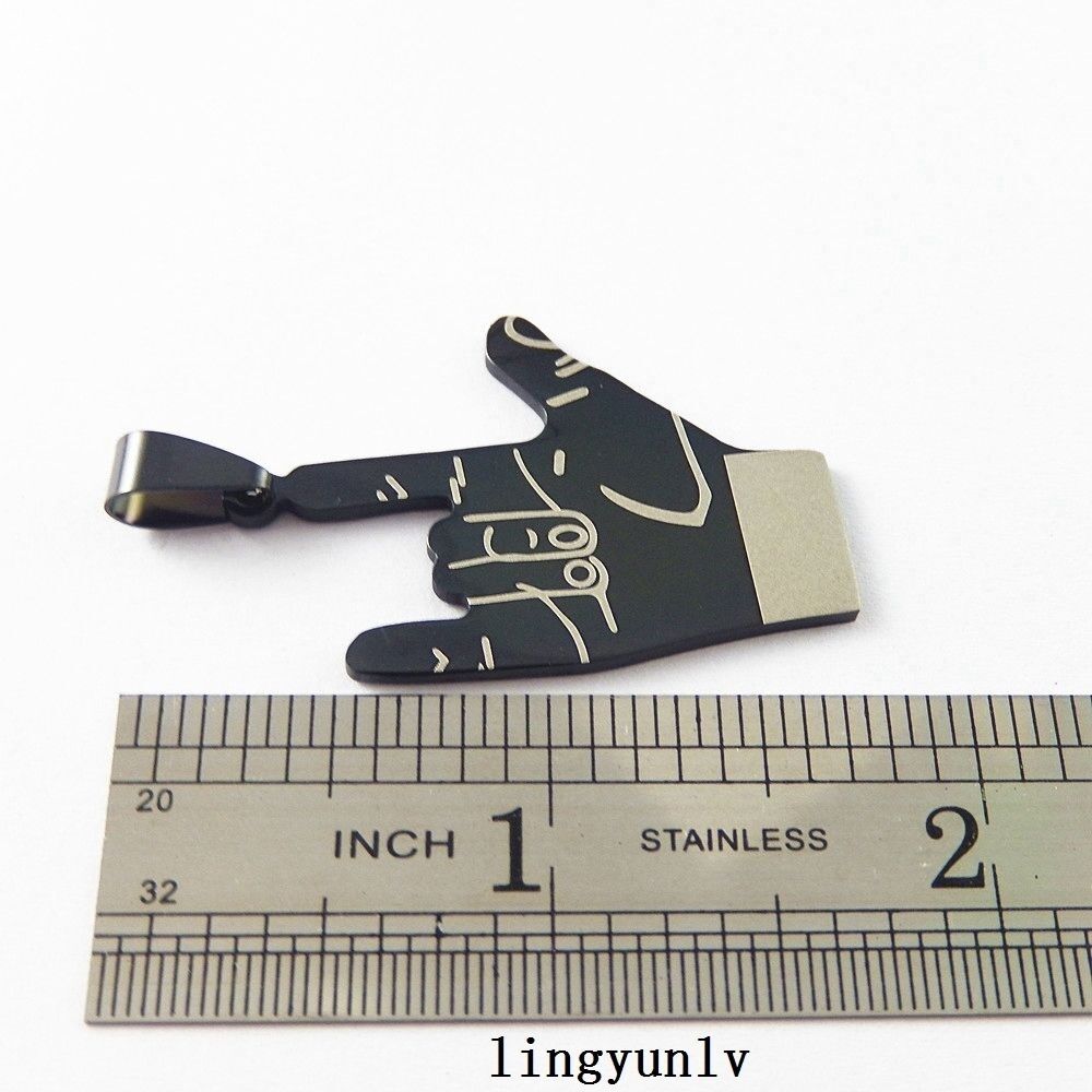38x26mm Black Metal Love Gesture Charm Pendant Stainless Steel Jewelry Craft 5x