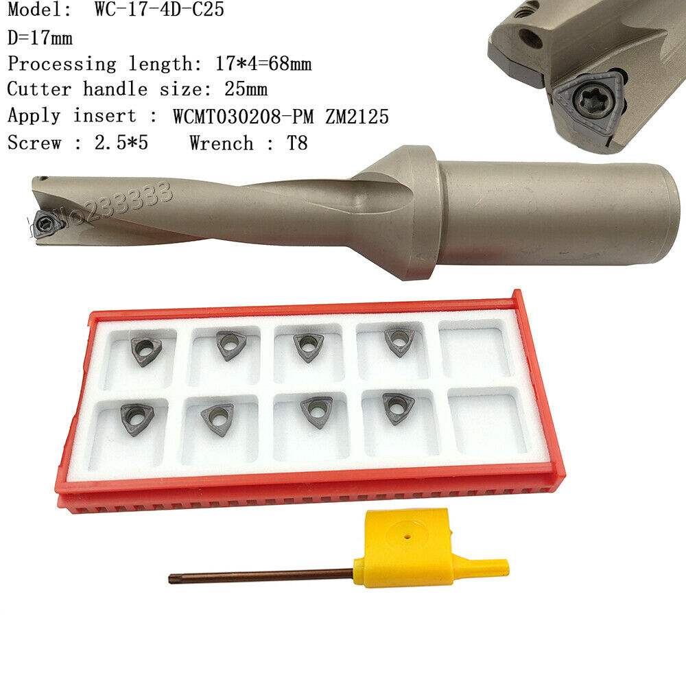 WPD-170-4D-C25 17mm U drill indexable drill + 5PCS WCMT030208-PM ZM2125 insert
