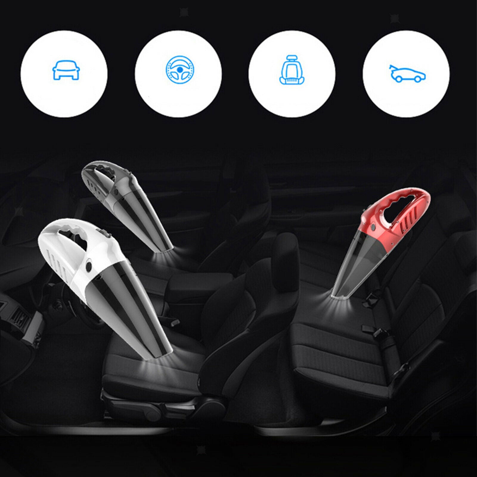 Vacuum Cleaner Car Duster Rechargeable Wet & Dry for Home Office Black