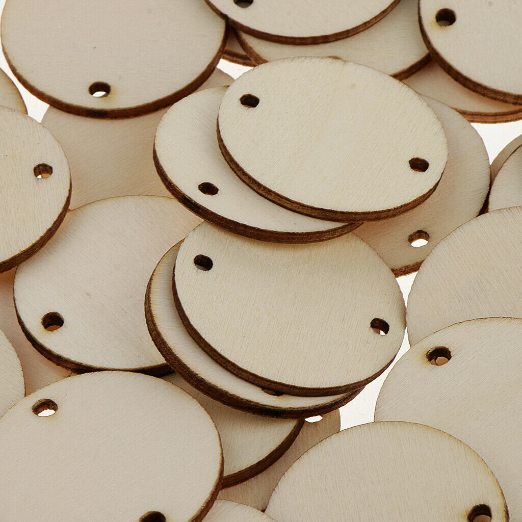 50   Pcs   Unfinished   Predrilled   Wood   Slices   DIY   Pendant   Round   Log
