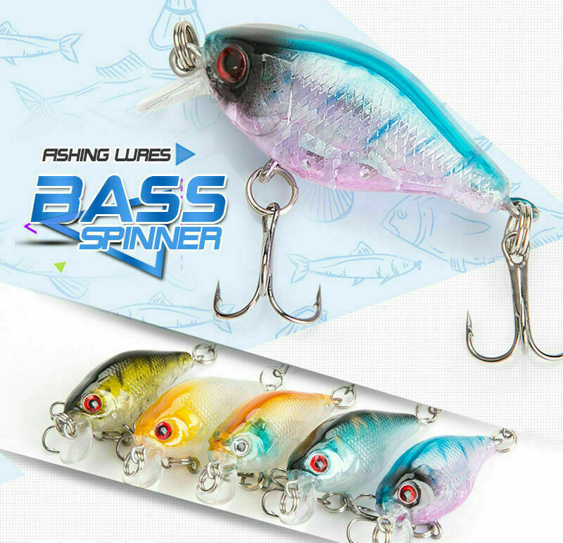 5pcs Fishing Lures Crankbaits Treble Hooks Randomly Baits Tackle Bass Minnow US.