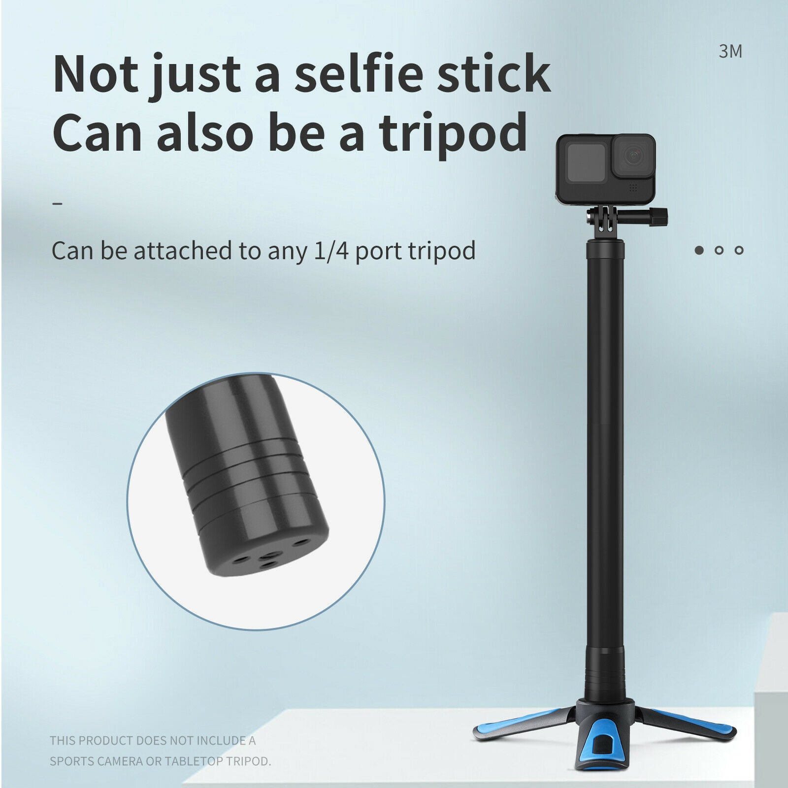 9.8ft Handheld Extendable Monopod Selfie Stick for GoPro Hero Professional