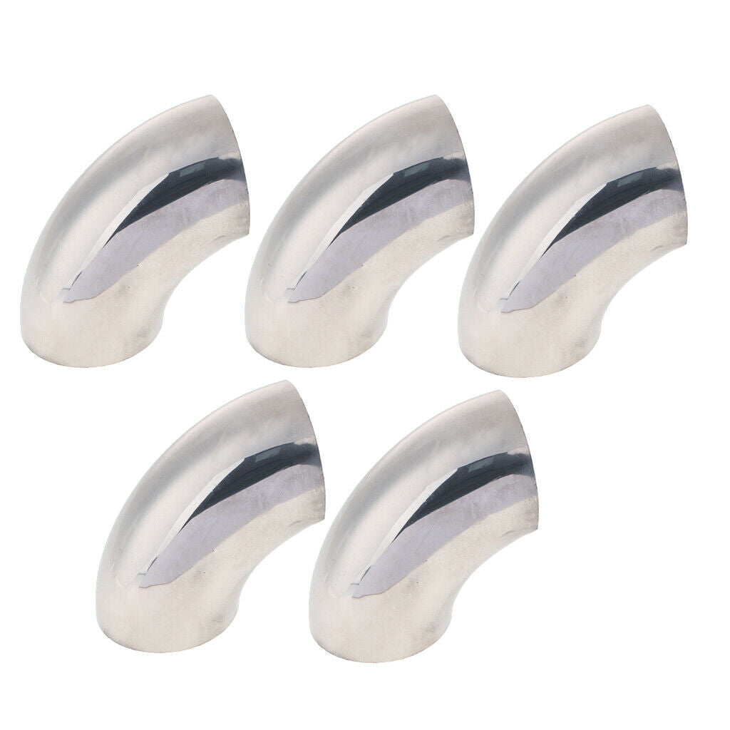 5 Pieces Stainless Steel Auto 2.5" 90 Deg Weld-On Exhaust Pipe Thickness:1mm