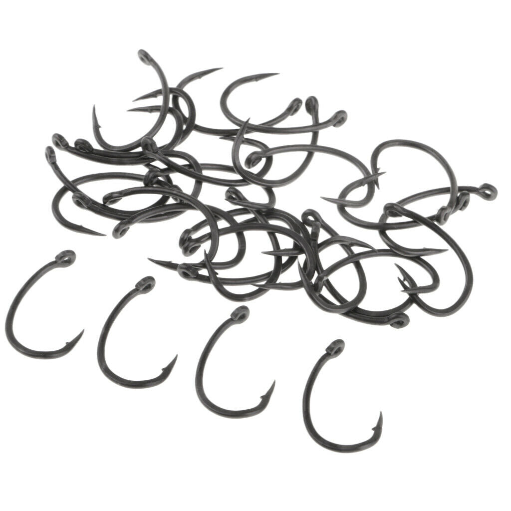 30Pcs High Carbon Steel Fishing Hooks Barbed Hooks Circle Hook  16.5x10mm