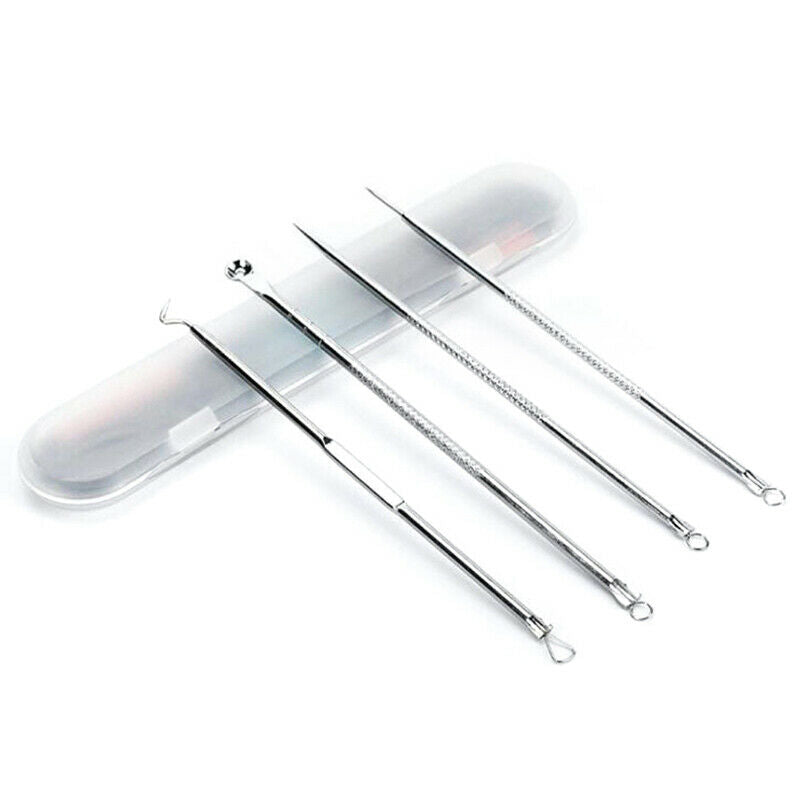 4pcs Stainless Steel Acne Removal Needles Pimple Blackhead Remover Tools Spoonï¼