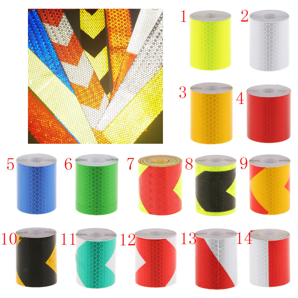 2 Pcs 2 inch X 10ft Reflective Tape Yellow Red Safety Warning Stickers -