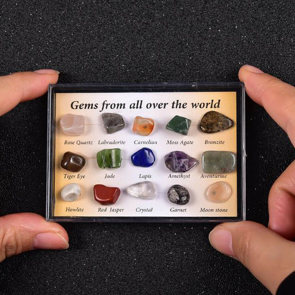 15Pcs/Box Natural Mineral Specimen Gift Polished Stone  Gemstones Quartz Crystal