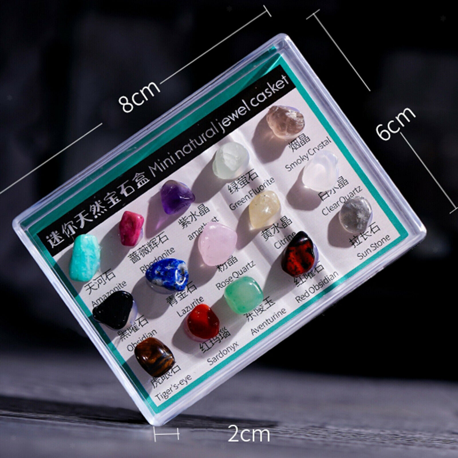 Natural Rock Gemstones Collection Box Crystal Mineral Specimen Souvenir