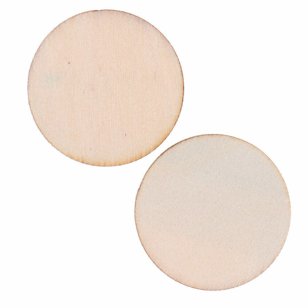 100pcs DIY Natural Blank Wood Pieces Slice Round Unfinished Crafts Wooden Di TL