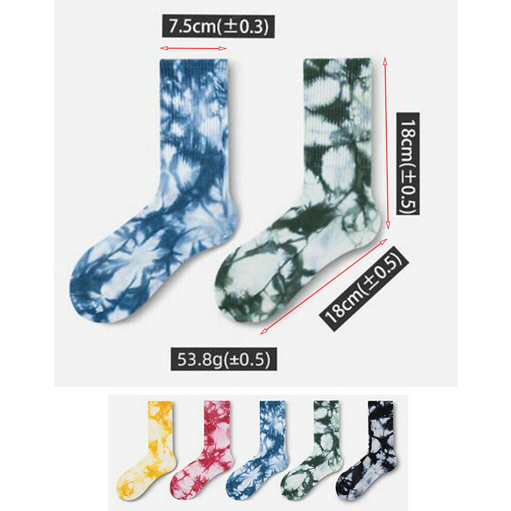 Mid-calf Length Socks Multi Color Cotton Tie Dye Socks - 5 Colors Yellow