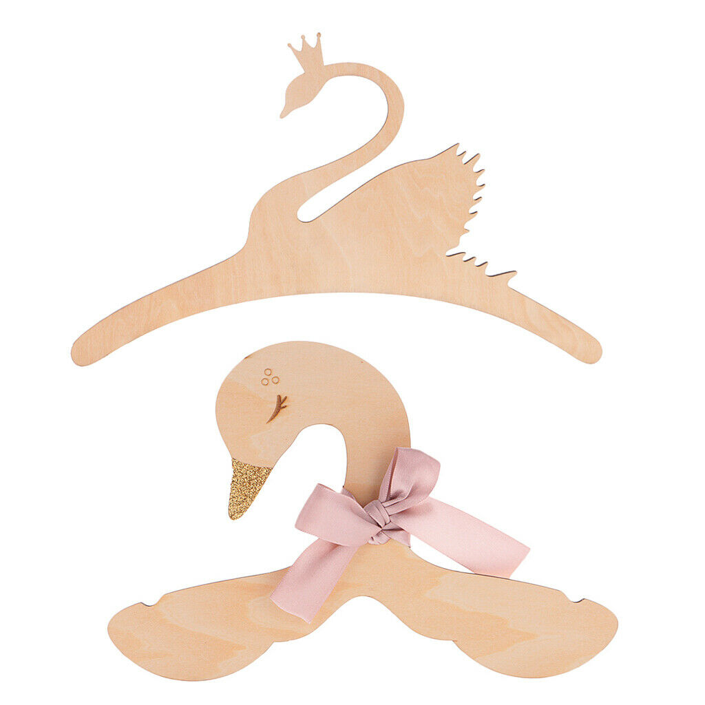 2pcs Novelty Wardrobe Wooden Swan Coat Clothes Hook Hanger For Kids Children