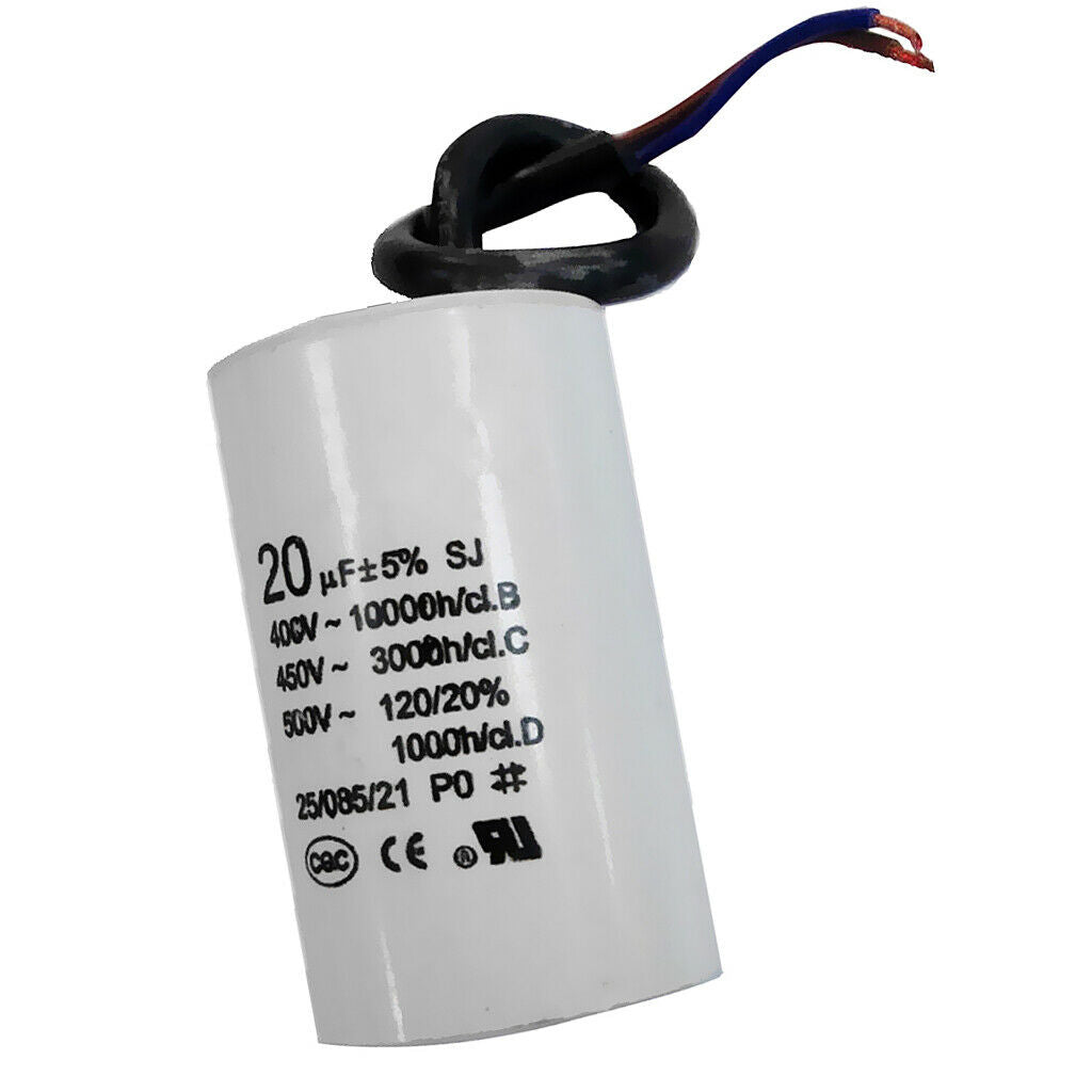 CBB60 AC 500V 20uF Cylinder Shaped Motor Drive Capacitor Capacitance White