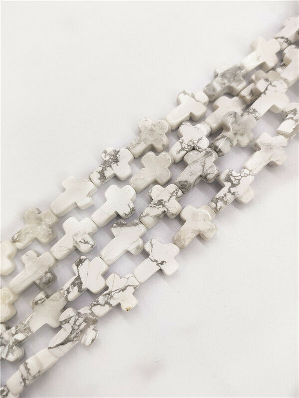 1 Strand 16x12x5mm Natural White Howlite Cross Spacer Loose Beads 15.5inch HH64
