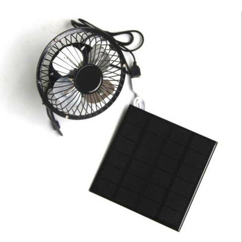 New USB Solar Panel Iron Fan Powered 3W 6V For Outdoor Home Cooling Ventilation