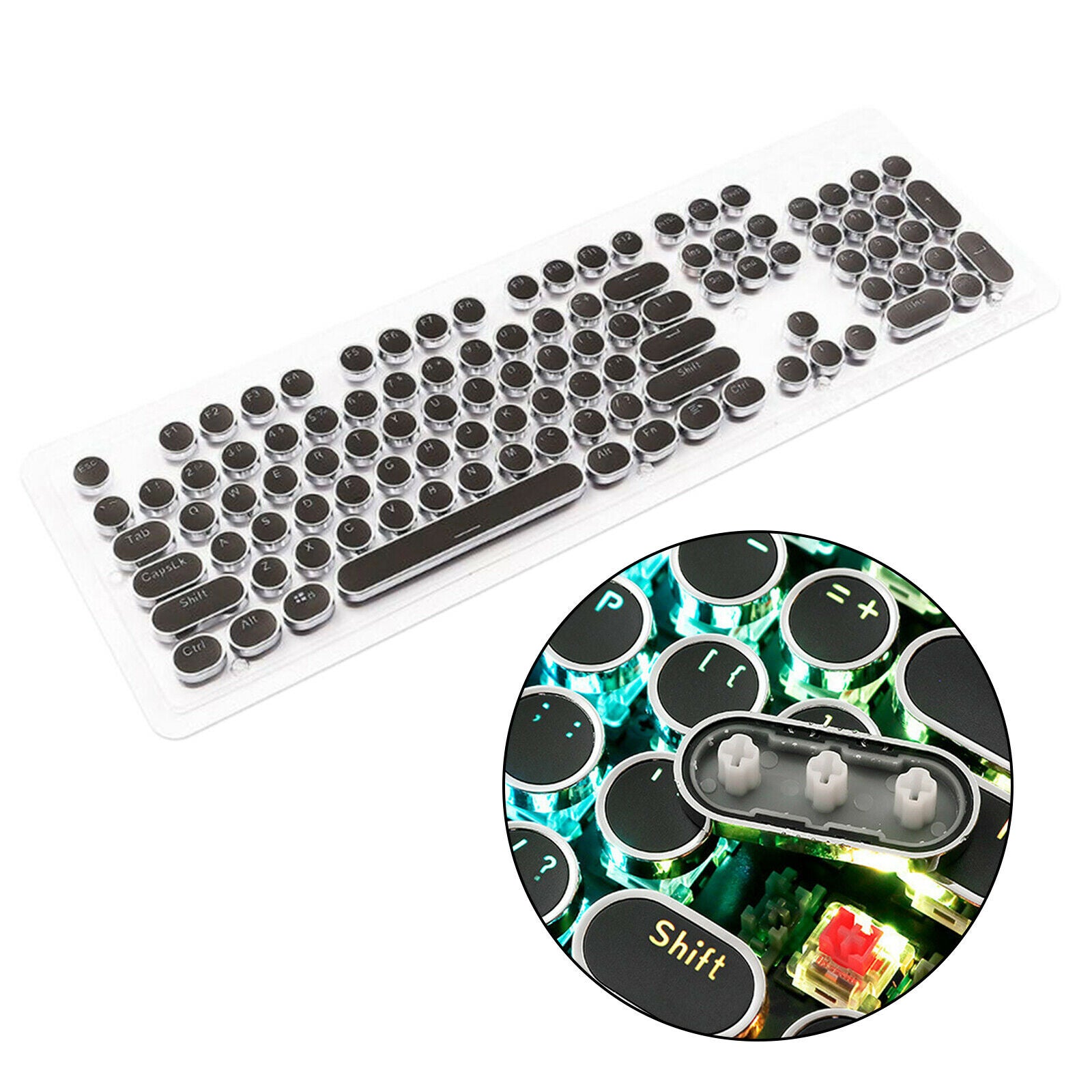 108Key Round Keycaps Double Shot PBT Gaming Keyboard Retro for Mechanical Gaming