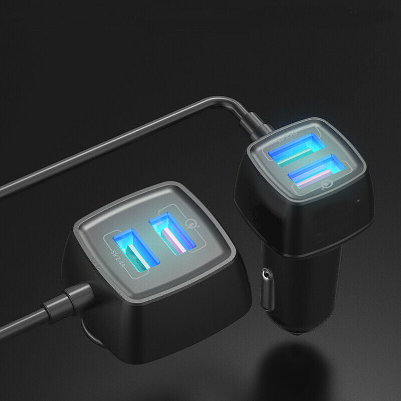 QC3.0 Car SUV Front and Rear Seat Fast Charging Phone Charger 4USB Port 12-24V