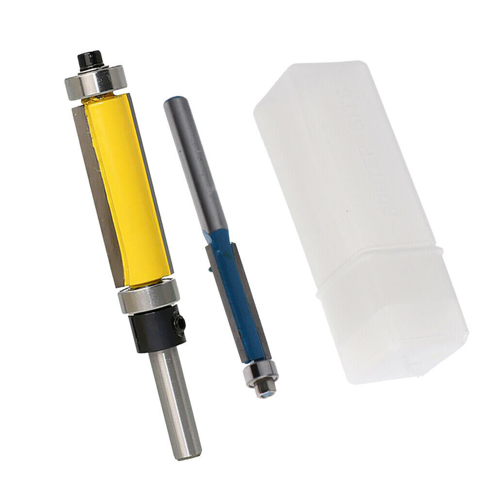 Pack of 2, Bearing Flush Trim Router Bit with Alloy Tipped Router Bit