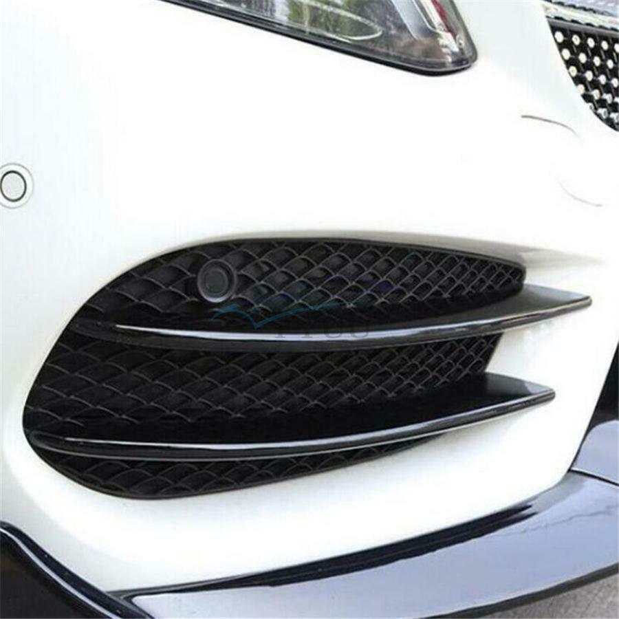 4PCS ABS Bright Black Front Fog Lamp Trim For 2015-2018 Mercedes-Benz C-Class