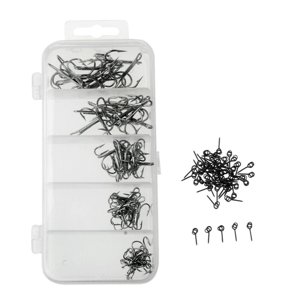 50 Pieces Treble Hooks High Carbon Barbed Box Fishing Hook