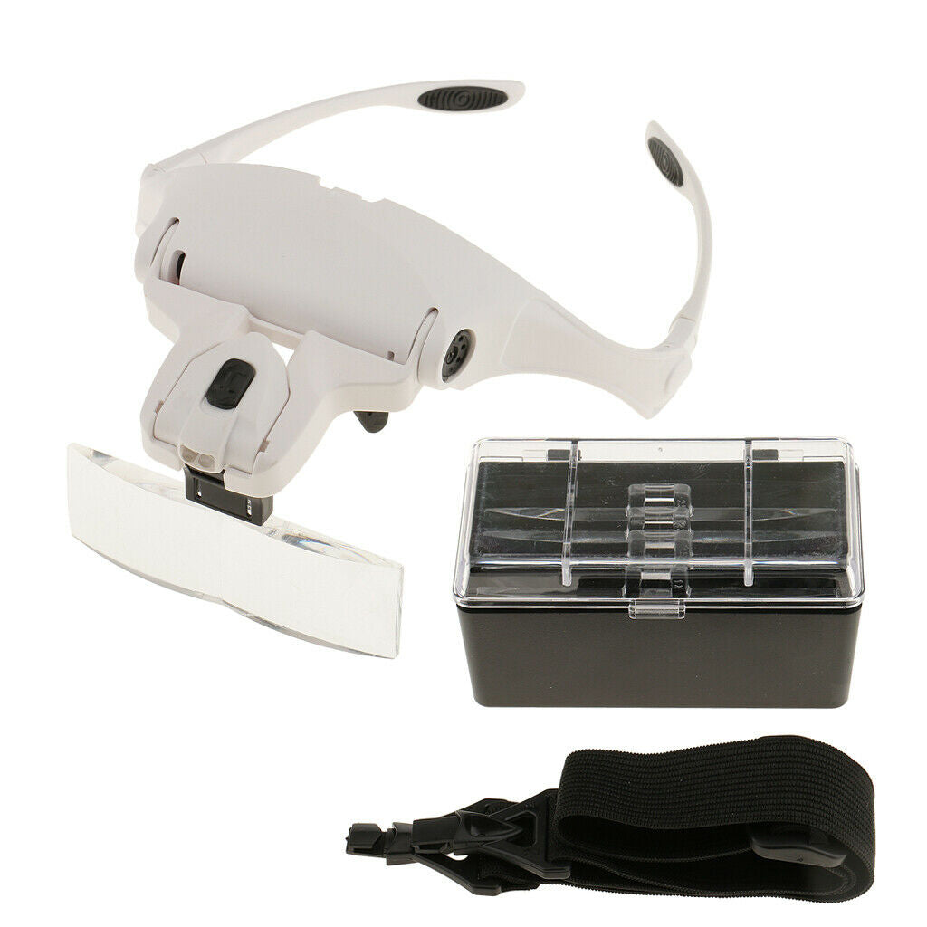 Headband Head Mounted LED Lamp Watch Light Magnifier Magnifying Glass Loupe